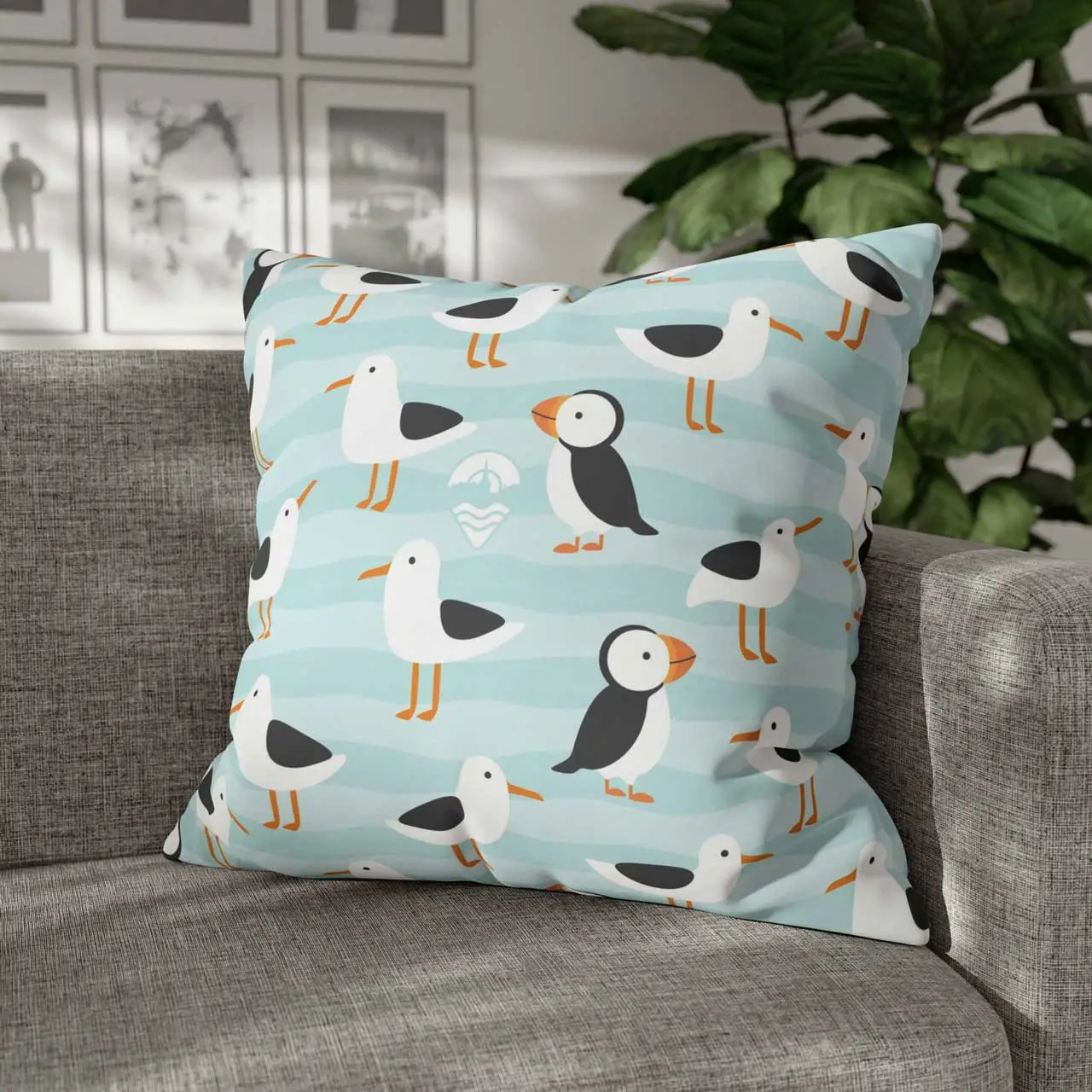 Around Tenby Puffins and Seagulls Cushion Covers